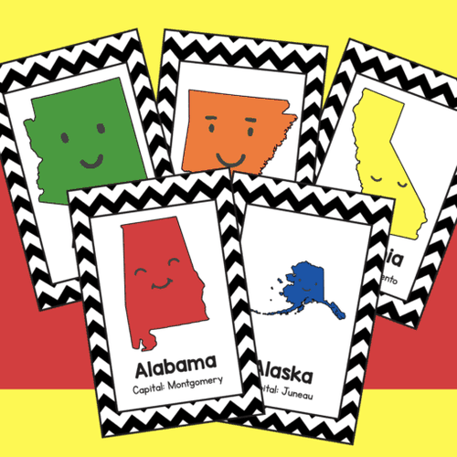 50 States Flash Cards (with Capitols)