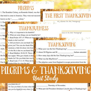 Pilgrims and Thanksgiving Unit Study