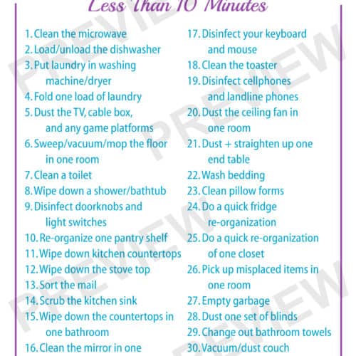 30 Homemaking Tasks That Take Less Than 10 Minutes