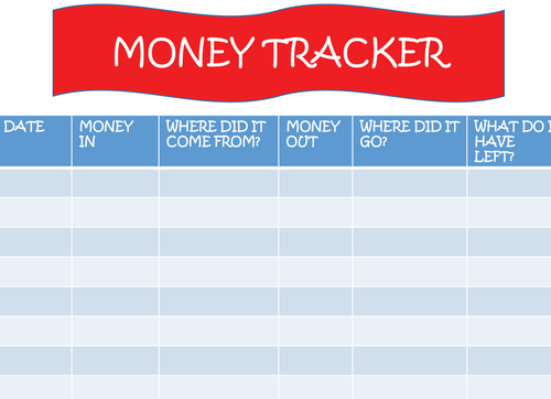Money Tracker For Kids Printable