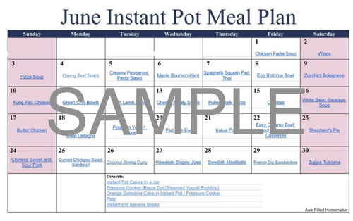 Instant Pot Meal Plan - June