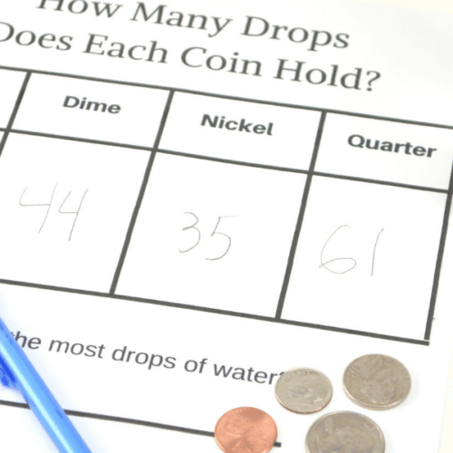 Water and Coin Science Experiment Printable